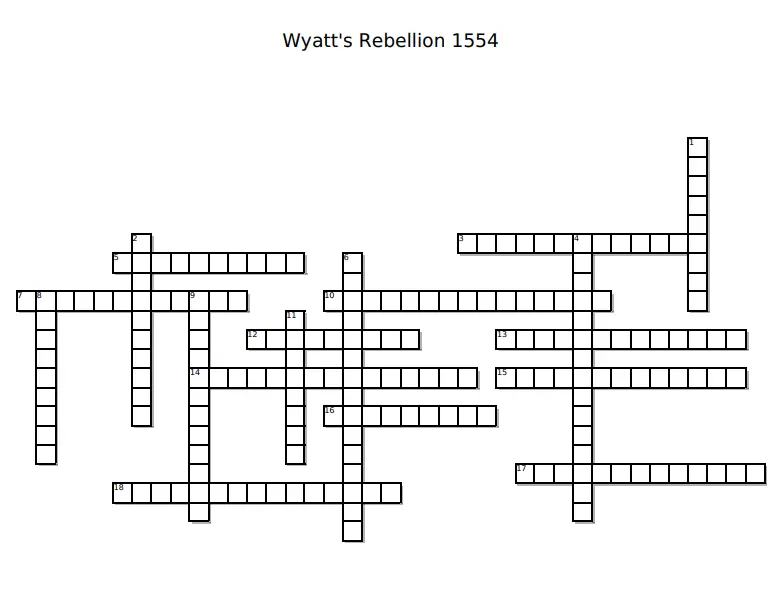 Wyatt #39 s Rebellion 1554 Crossword Puzzle The Tudor Society