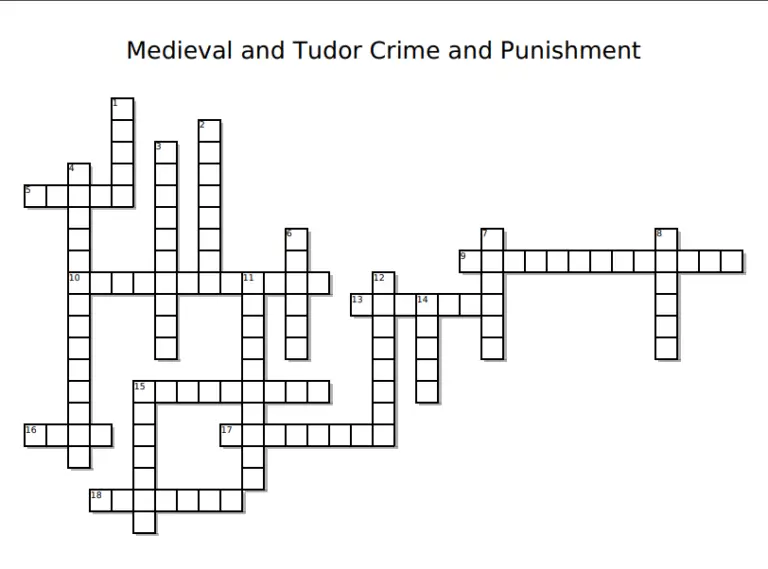 Medieval and Tudor Crime and Punishment Crossword Puzzle The Tudor