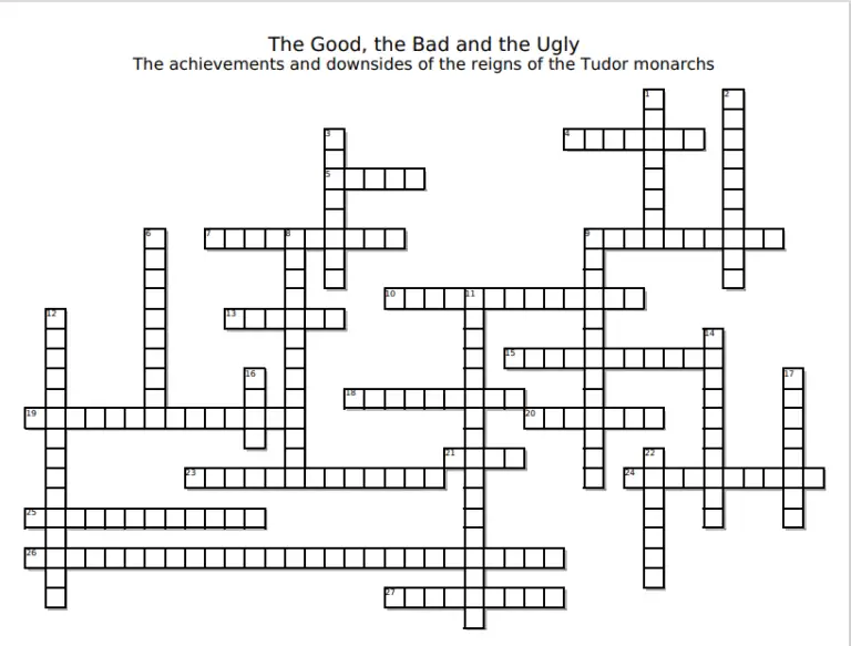 The Good the Bad and the Ugly Crossword Puzzle The Tudor Society