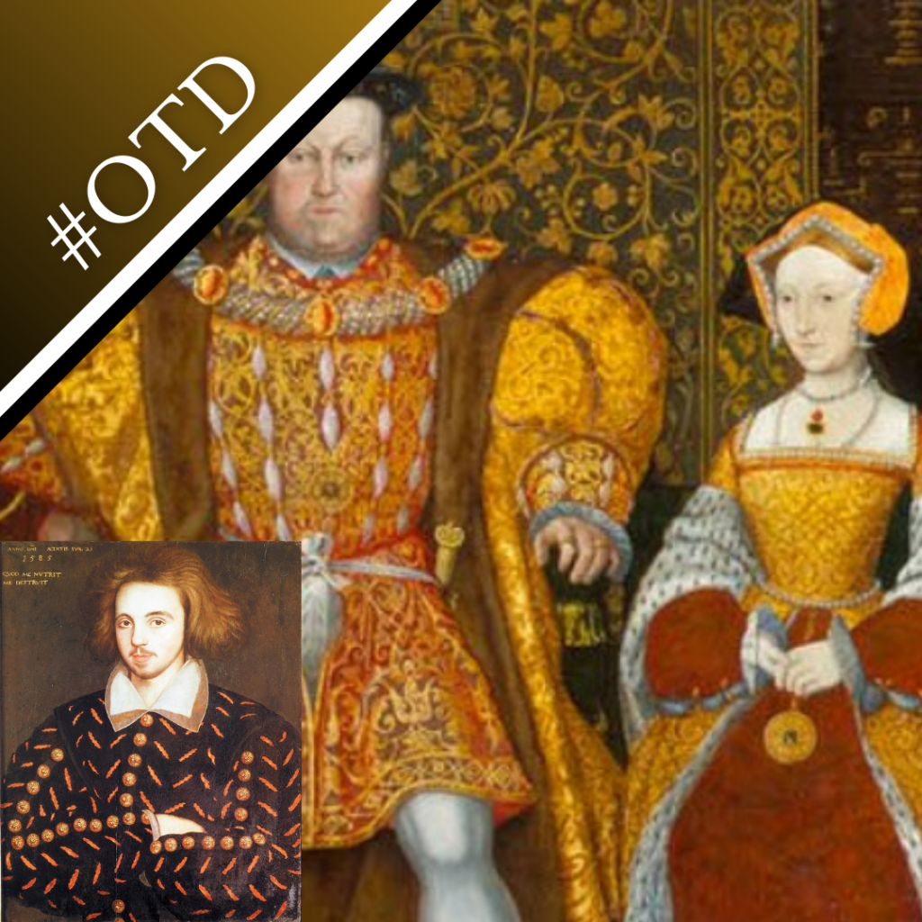 Henry VIII and Jane Seymour, and a man thought to be Christopher Marlowe