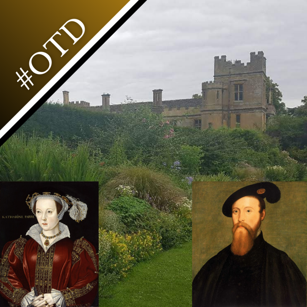 Photo of Sudeley Castle and portraits of Catherine Parr and Thomas Seymour