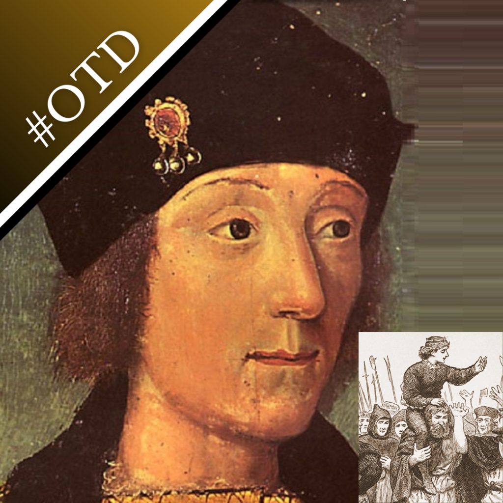 A portrait of Henry VII and an engraving of Lambert Simnel