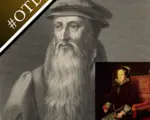 An engraving of John Knox and a portrait of Mary I
