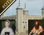 A photo of the Tower of London and portraits of Margaret Pole and Cardinal Pole