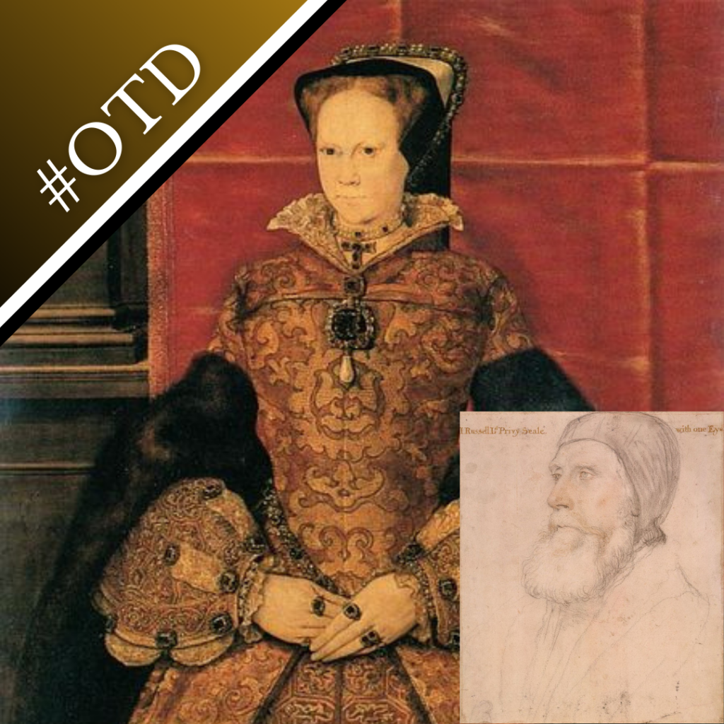 A portrait of Mary I and sketch of John Russell