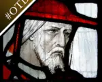 A stained glass of Archbishop John Morton