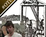 The Tyburn Tree and a still of Thomas Culpeper at his execution from "The Tudors" series