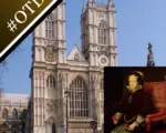 A photo of Westminster Abbey and a portrait if Mary I